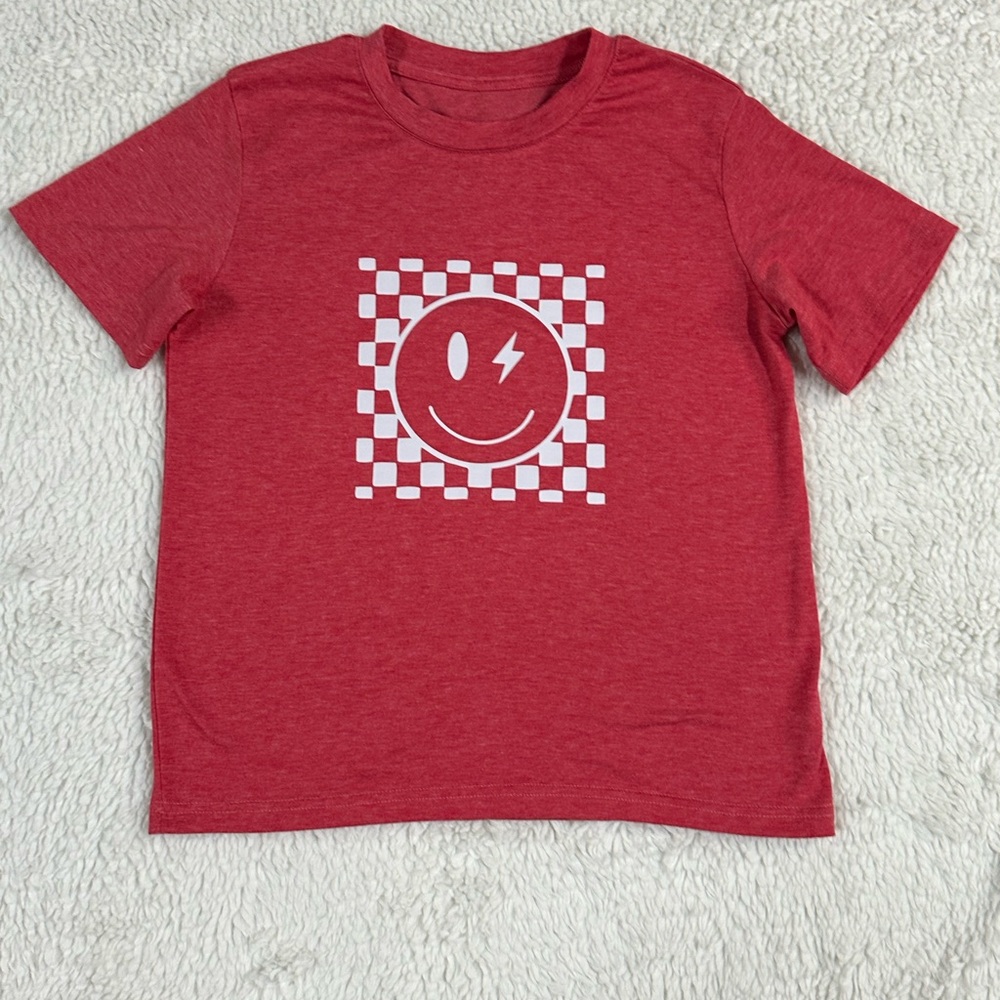 Red and White Checkered Short Sleeve Tee